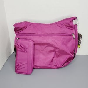 Travelon Nylon Anti-Theft Crossbody Plum Bag w/ Wallet